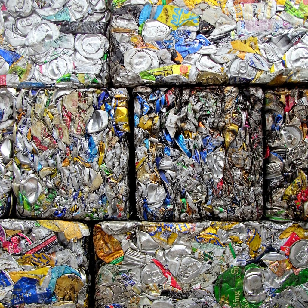 British aluminium cans tightly compressed