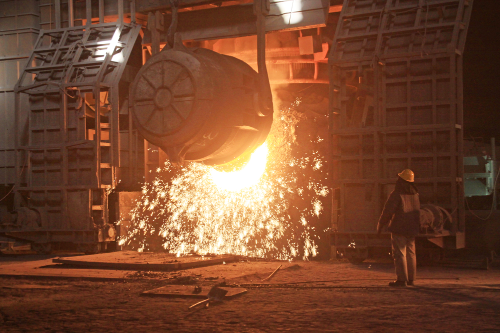 metals getting melted at a factory