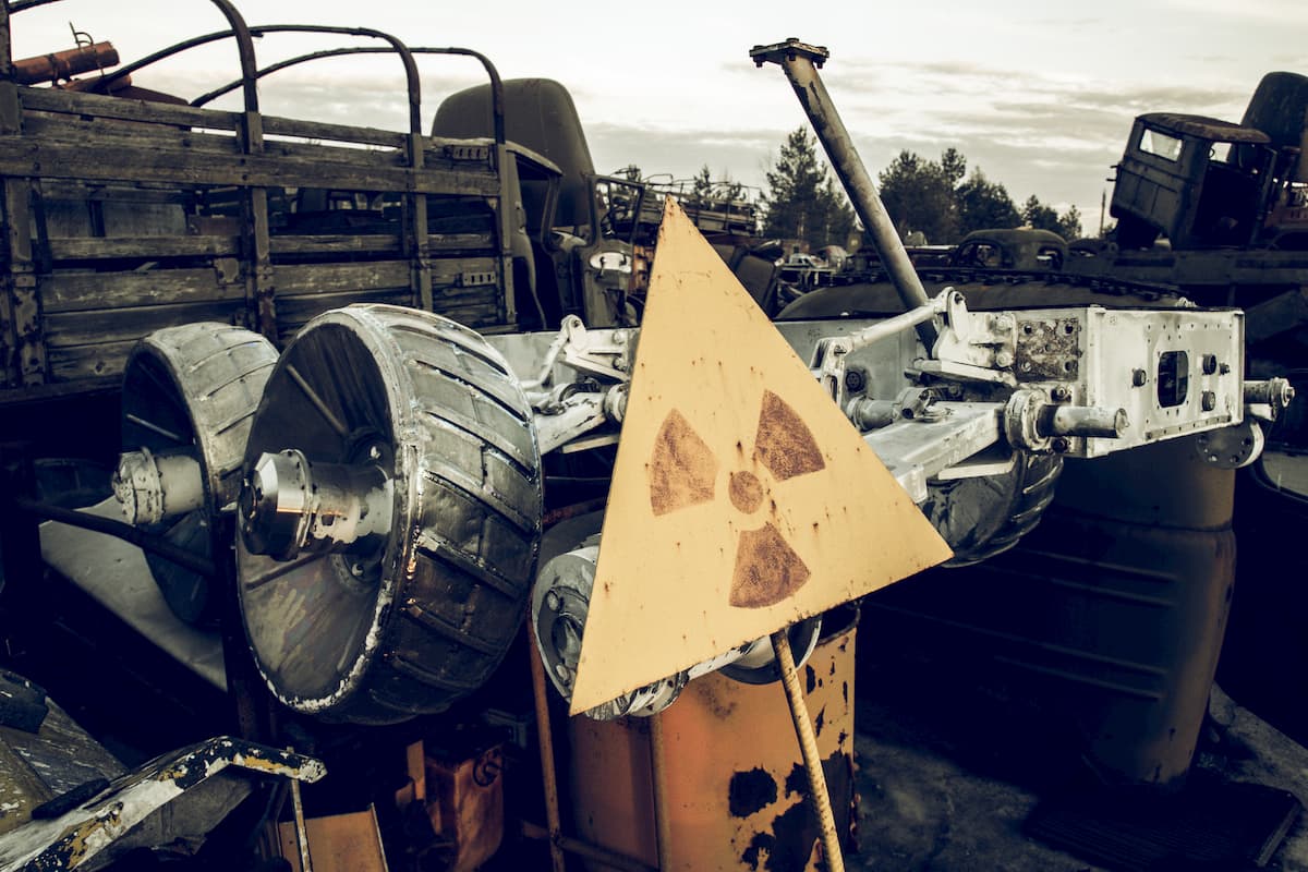 Radioactive Metal waiting to be processed at a scrap metal plant