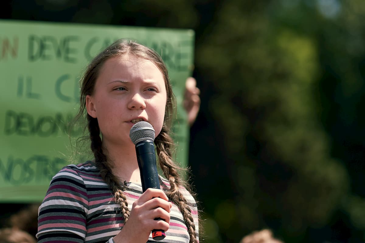 Greta Thunberg speaking at an event