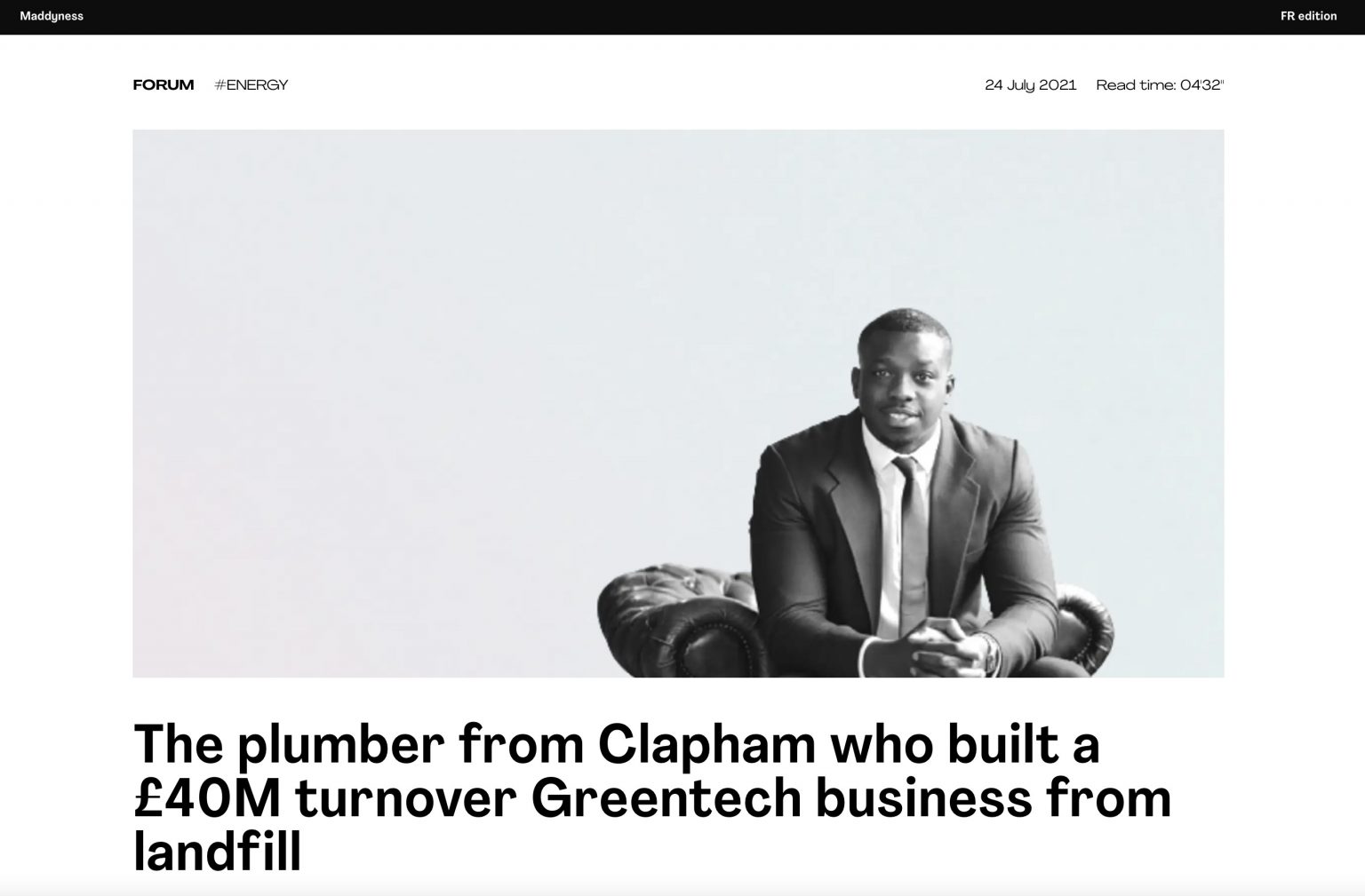 Maddyness — The plumber from Clapham who built a £40M turnover Greentech business from landfill