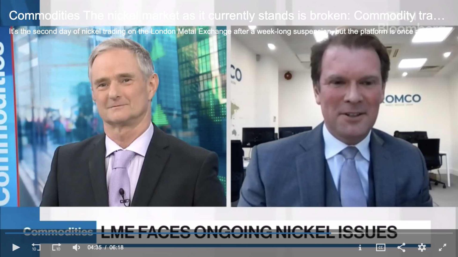 BNN Bloomberg — LIVE — The Nickel Market As It Currently Stands Is Broken: Romco Group Head of Trading, Keith Wildie, Discussing LME Issues