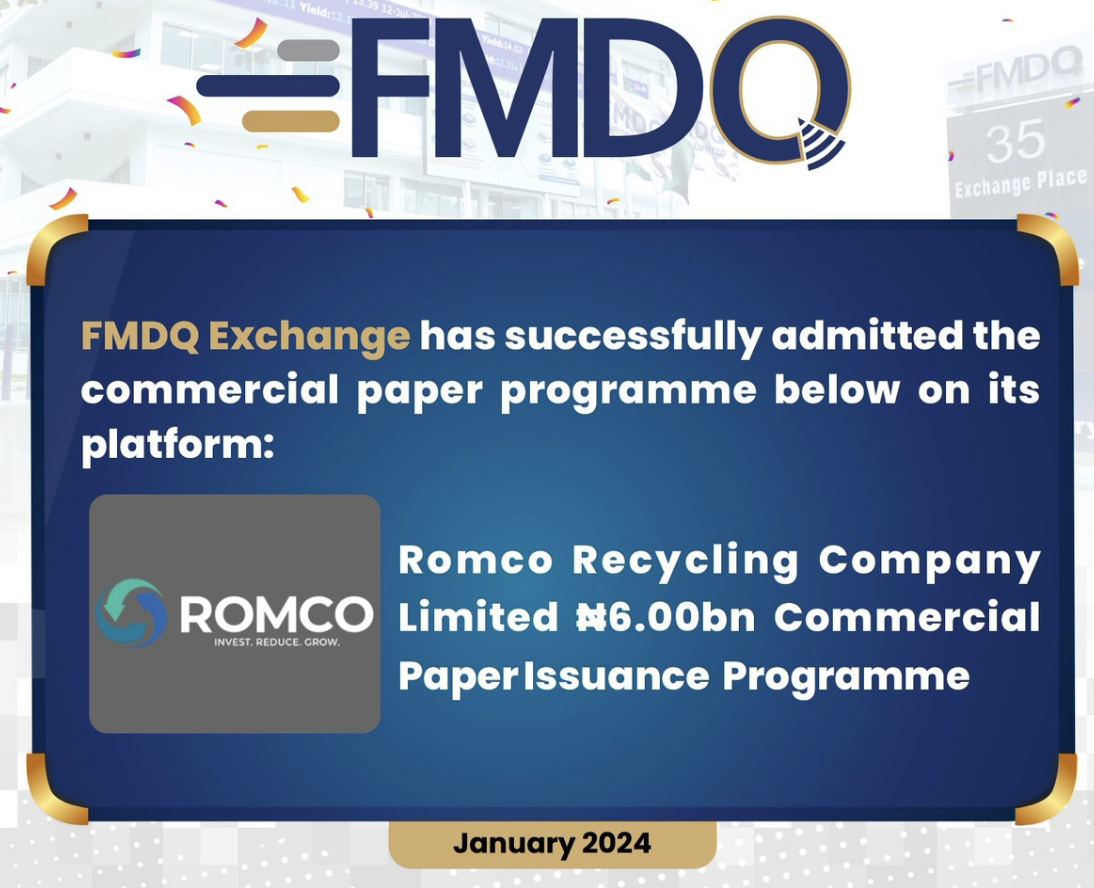 Romco Recycling Company Ltd Secures ₦6.00 Commercial Paper Programme Registration